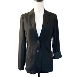 NEW THALIAN Two Button Ponte Stretch Classic Blazer Women’s SZ Small in Black